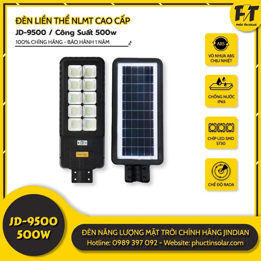 Đèn đường năng lượng mặt trời 500w JD-9500